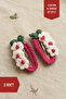 Set of 2 Hand Knitted Strawberry Daisy Figured Snap Buckles - White Daisy Strawberry Knitted Buckle - 2