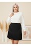 Women's Plus Size Skirt with Pleated Detail at the Hem Stretchy Back Zipper Skirt 26080 - 2