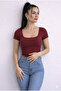 Women's 3-Pack Set U-Neck Short-Sleeve Corded Fabric Square-Neck Cotton Blouse-Body T-Shirt - 2