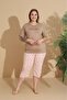 Women's Curve Plus Size Milan Fabric Capri Short Sleeve Pajama Set