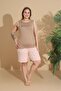 Women's Milan Fabric Large Size Curve Printed Patterned Shorts Pajama Set - 5