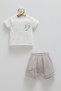 100% Cotton Lu Sailing Patterned 360 Printed Textured Shorts Baby Boy Set Summer Top and Bottom Set