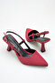 Women's Burgundy Pointed Toe Open Back Heeled Shoes