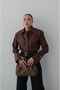 Brown Geometric Flap-Pocket Sleeve Detail Shirt - 3