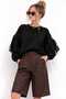 Tasseled Modal Bluz/Crew Neck Low Sleeve Loose Blouse - 3