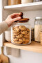 1200 ml Acacia Lid Sectioned Glass Jar – Stylish Ribbed Design, Airtight Storage Container - 3