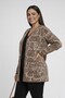 Women's Front Buttoned Double Pocketed Patterned Plus Size Cardigan - 3