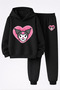 Kuromi Printed 3-Yarn Quality Sweatshirt and Sweatpants Kids' Top-Bottom Set