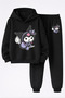 Kuromi Printed 3-Yarn Quality Sweatshirt and Sweatpants Kids' Top-Bottom Set