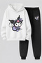 Kuromi Printed 3-Yarn Quality Sweatshirt and Sweatpants Kids' Top-Bottom Set