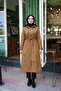 Plus Size Leopard Detail Inside Detail Battal Araboy Zippered Women's Trench Coat