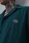 Men's R Embroidered Short Sleeve Muslin Oversized Shirt Emerald - 5