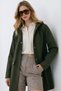 Women's Khaki Hooded Zippered Double Pocket Raincoat Stylish Jacket L26-Bchnv-261269 - 2