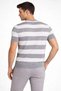 Men's Gray T-Shirt Striped Knitwear Woven Crew Neck T-Shirt - 2