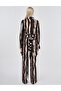 Waist Detailed Viscose Two-Piece Suit Dark Brown - 4