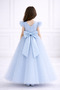 Girls' Blue Tulle Princess Party Dress – Ruffle Sleeves, Bow Detail on the Back, Special Occasion Dress - 3