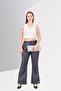 Women Regular Fit Solid Flare Pants, Grey - 4