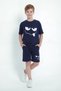 Round Neck Summer Cute Emoji Print Detailed Capri Boys' Top and Bottom Set