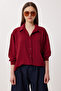 Oversized Pocketed Woven Shirt Ldz0063 Bordo - 2