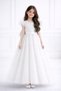 Girl's White Tulle Piece Princess Evening Dress – Ruffle Sleeves, Open Back Bow Detail , Special Occasion Dress