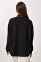 Scarf Detailed Oversized Woven Shirt Ldz0061 Black - 6