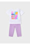 Girl's Printed T-Shirt Capri Leggings Set 3732 - 3