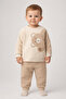 Baby Teddy Bear Waffle Fabric 2 Thread m Transitional Unisex Bottom and Top 2-Piece Set – 6-9-12 Months - 2