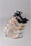 Seç y250 single strap heeled shoes with stone detail (heel: 10 cm) - silver - 7