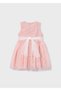 Girl Child Guipure Lace Belt Detail Tulle Dress Pink 3919 - 2