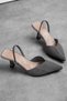 Agnes Women's Glittery Pointed Toe with Elastic Back Heeled Shoes B4019 - 3