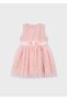 Girl Child Guipure Lace Belt Detail Tulle Dress Pink 3919