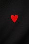 2056 Women's 100% Cotton Heart Embroidered Crew Neck T-Shirt Black - 3