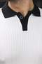 White Polo Collar Knitwear Men's T-Shirt E7471 - 3
