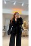 Design Collar Fur-Trimmed Knitwear Set - 2
