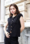 Women's Stretchy Silk I Fabric Wide O-Neck Buttoned D Drop-Shoulder Jacket Blouse-Black - 5