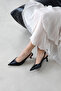 Molly Women's Heeled Wrinkled Leather Shoes Black - 2