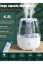 6.8L Double Spray Air Humidifier - Large Capacity Essential Oil Diffuser - Moisturizing Machine - Fragrance Diffuser - Auto Shut-Off - With Remote Control