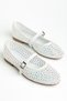 White Skin Women's Stone Detailed Mesh Daily Wear Ballet Flats