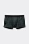 Navy Blue/Green Plaid Patterned Superior Cotton Pack Boxer - 4