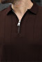 Men's Brown Polo Collar Zipper T-Shirt 6876 - 4