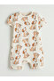 Ecru Crew Neck Bas Printed Cake Baby Combed Cotton Jumpsuit 3-Piece Set from Güli̇s Gi̇yi̇m - 8