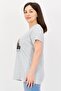 Women Crew Neck Graphic Print Short Sleeve T-Shirt, Grey - 2