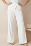 X Nurbeli White Pleated Stretchy White Women's Palazzo Pants