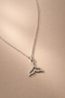 Zircon Stone Whale Tail Women's Steel Necklace – Silver Color - 3