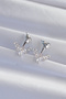 Brass Silver Color Zircon Stone V Model Earrings - 2