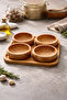 Bamboo 4-Piece Breakfast Snack Bowl and Sauce Bowl Set with Tray and Wooden Presentation Bowl