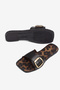 Women's Black Comfortable Fit Leopard Printed Li Buckled Slipper - 4