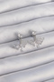Brass Silver Color Zircon Stone V Model Earrings