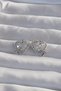 Brass Silver Color Bow Detail Pearl and Zircon Stone Heart Earrings