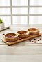 Bamboo 3-Piece Snack Bowl Set with Tray Wooden Presentation Bowl Food Serving